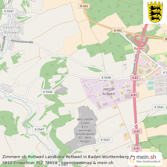 Zimmern ob Rottweil Landkreis Rottweil Lageplan © Openstreetmap Contributors Zimmern ob Rottweil Gro?e Landstadt Lageplan